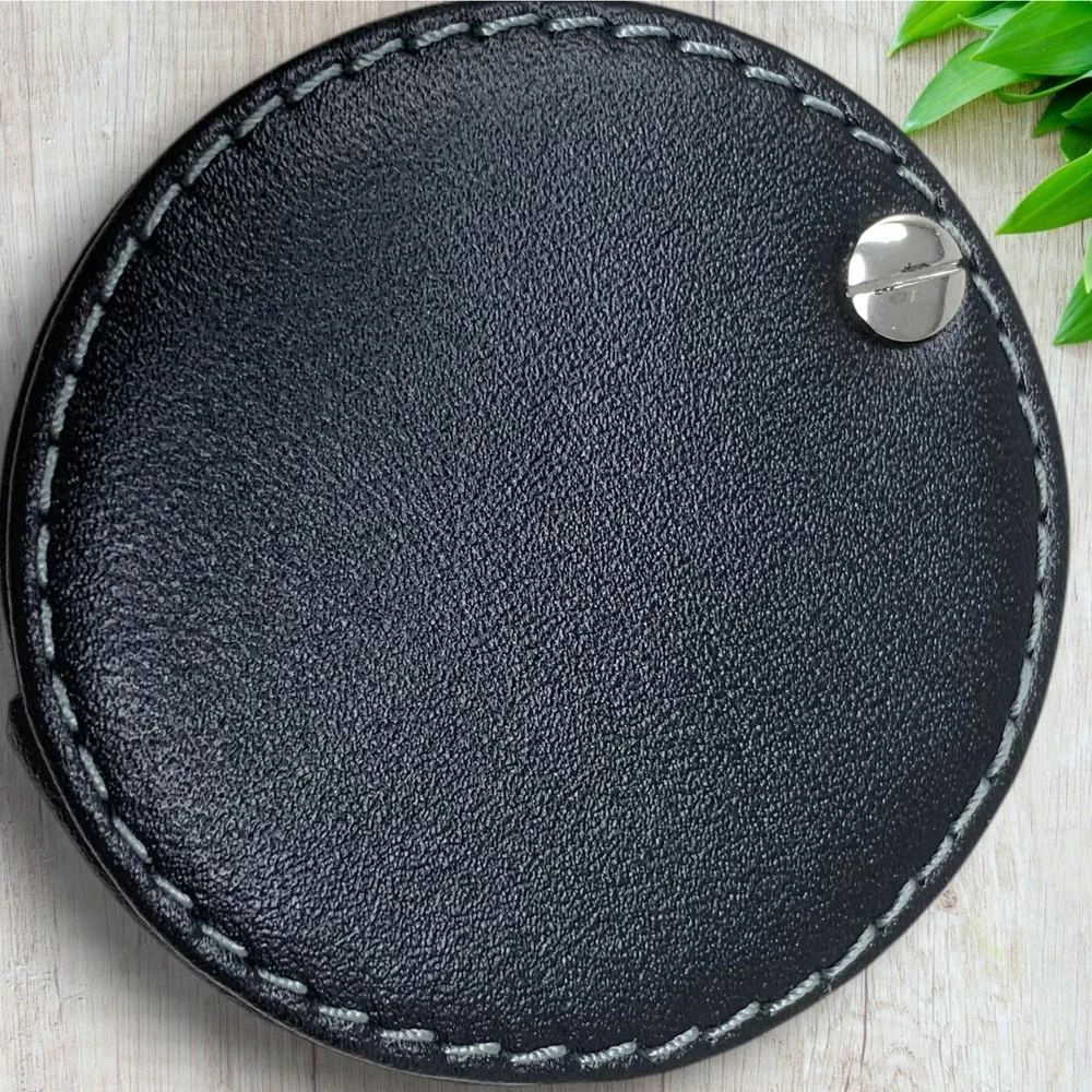 NEW Sharper Image Leather Travel Alarm Clock Black Folding Case Quartz Portable